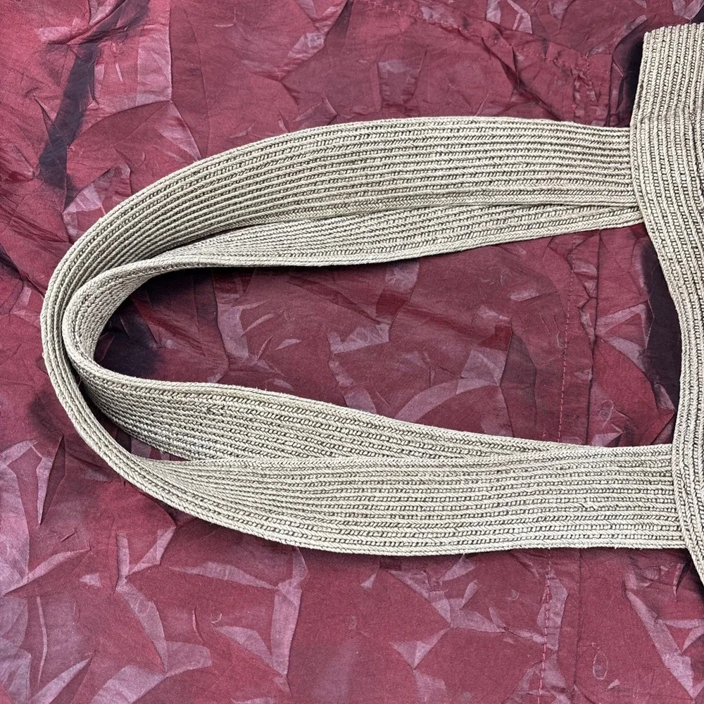 Ann Taylor‎ LOFT Woven Crochet Hobo Bucket Bag Tote Neutral Stripe Shoulder Bag